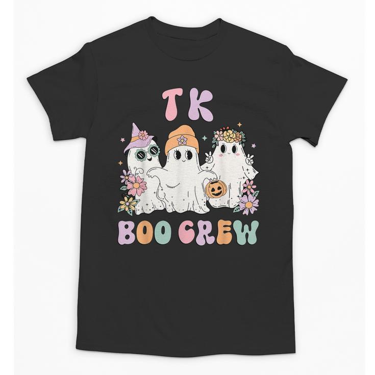 TK Boo Crew Retro Groovy Halloween Floral Ghost TK Teacher Unisex T-Shirt