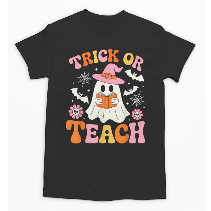 Trick Or Teach Cute Floral Ghost Teacher Halloween Costume Unisex T-Shirt