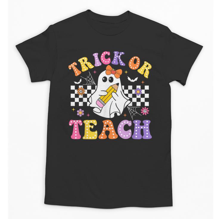 Trick Or Teach Groovy Halloween Teachers Unisex T-Shirt
