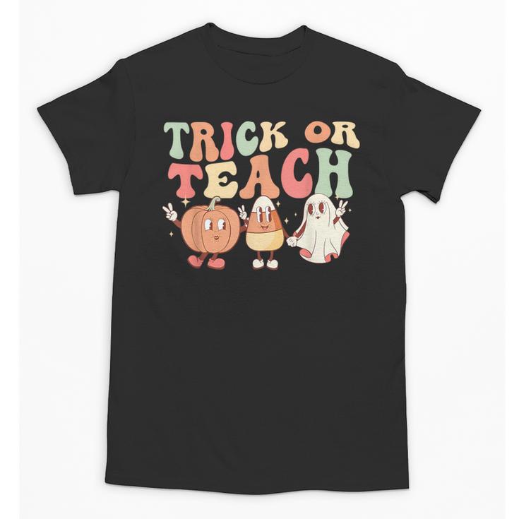 Trick Or Teach Pumpkin Candy Corn Ghost Halloween Teacher Unisex T-Shirt