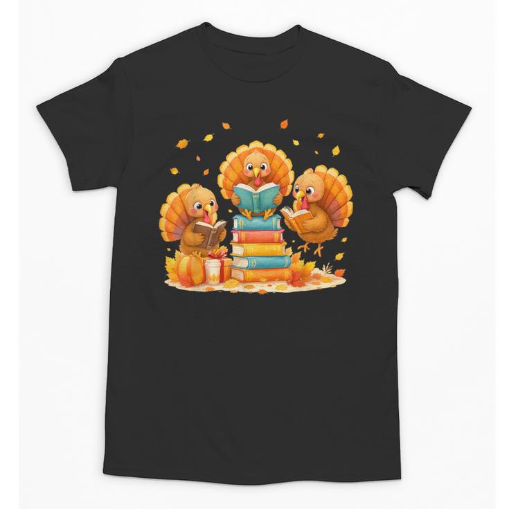 Turkey Read Books Reading Fall Thanksgiving Teacher Unisex T-Shirt