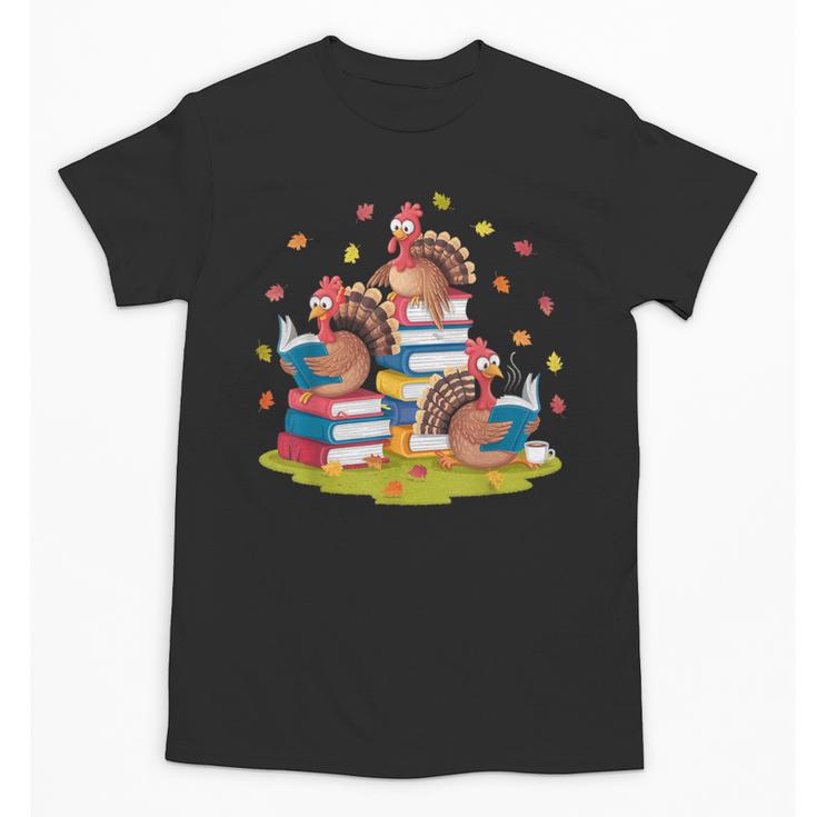 Turkey Reading Books Fall Season Thanksgiving Teacher Book Unisex T-Shirt