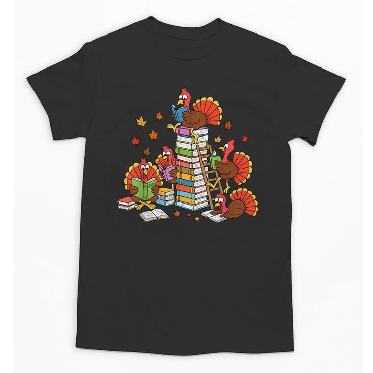Turkey Reading Books Fall Thanksgiving Teacher Librarian Unisex T-Shirt