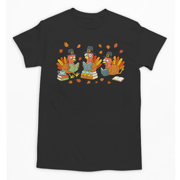 Turkey Reading Books Fall Thanksgiving Teacher Student Unisex T-Shirt