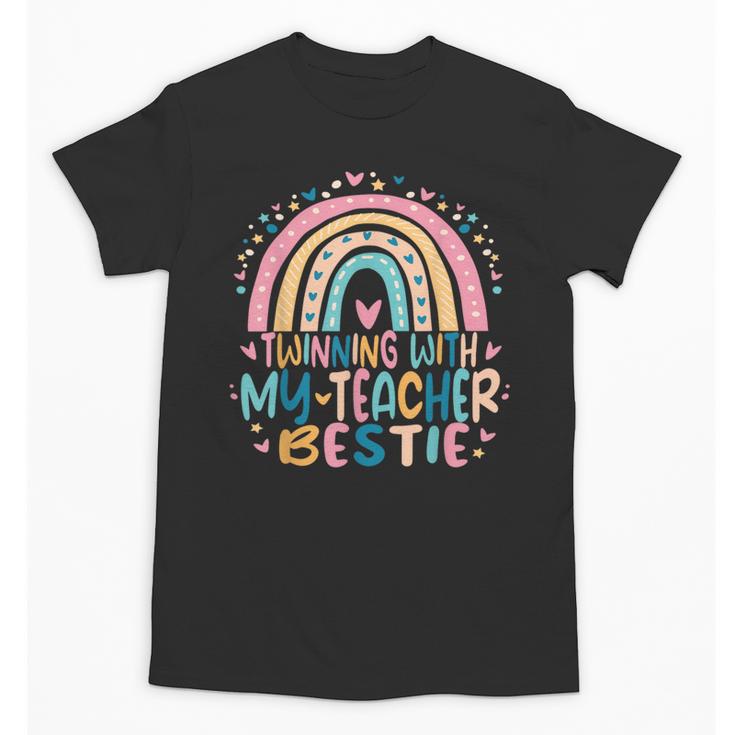 Twinning With My Teacher Bestie Rainbow Matching Teachers Unisex T-Shirt