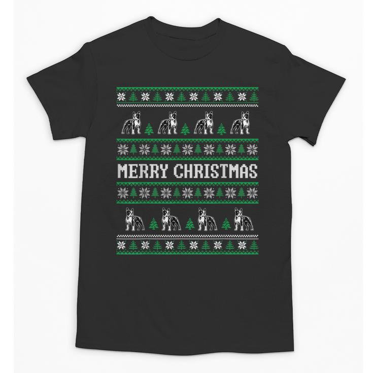 Ugly Sweater Boston Terrier Dog Christmas Dog Lover Xmas Men Women Kids Unisex T-Shirt