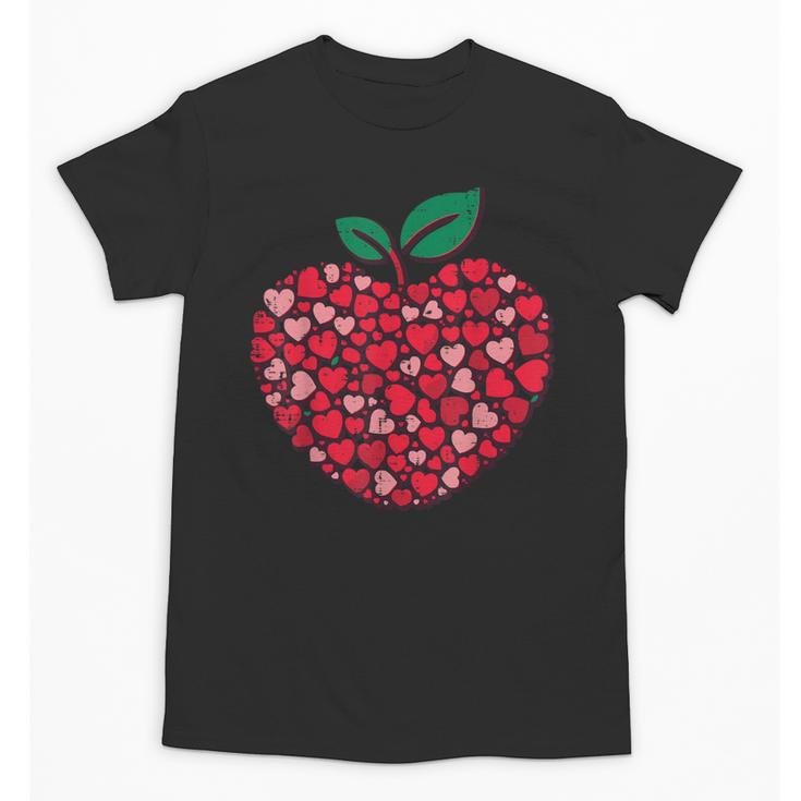 Valentines Day Teacher Hearts Apple Love Teach Women Men Unisex T-Shirt