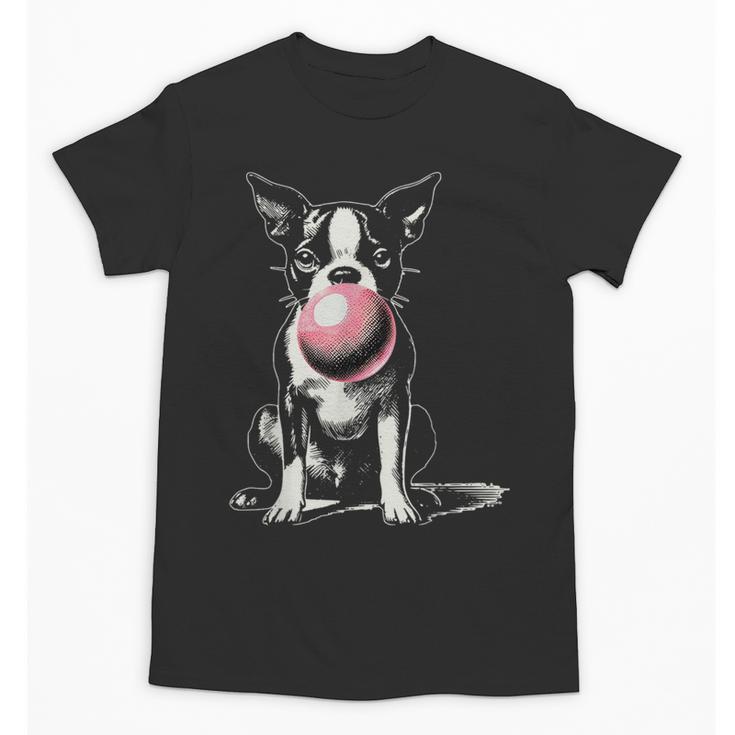 Vintage Boston Terrier Blowing Bubble Gum American Gentleman Unisex T-Shirt