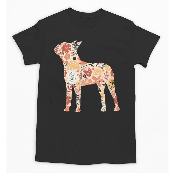 Vintage Floral Boston Terrier For Dog Lover Unisex T-Shirt