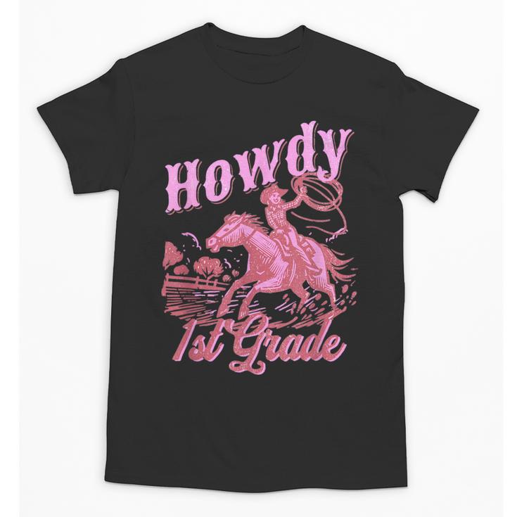 Vintage Howdy First Grade Cowgirl Teacher Western School Unisex T-Shirt