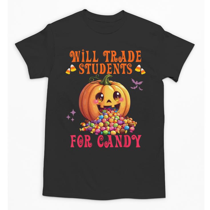 Will Trade Students For Candy Teacher Cute Halloween Pumpkin Unisex T-Shirt