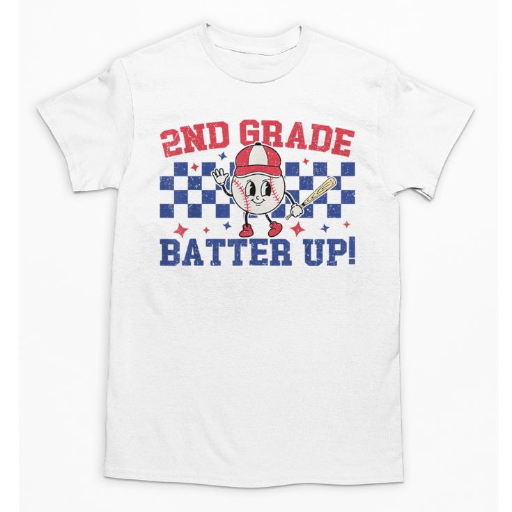 2nd Grade Batter Up Back To School Baseball Teacher Kids Unisex T-Shirt