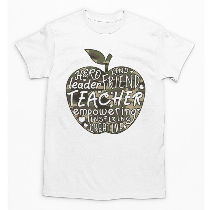 Apple Camoflauge Clothing Camo Student Teacher Cute School Unisex T-Shirt