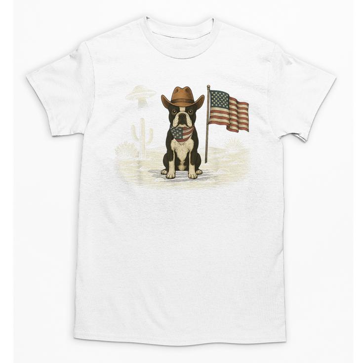 Boston Terrier 4th Of July US American Flag Dog Patriotic Unisex T-Shirt