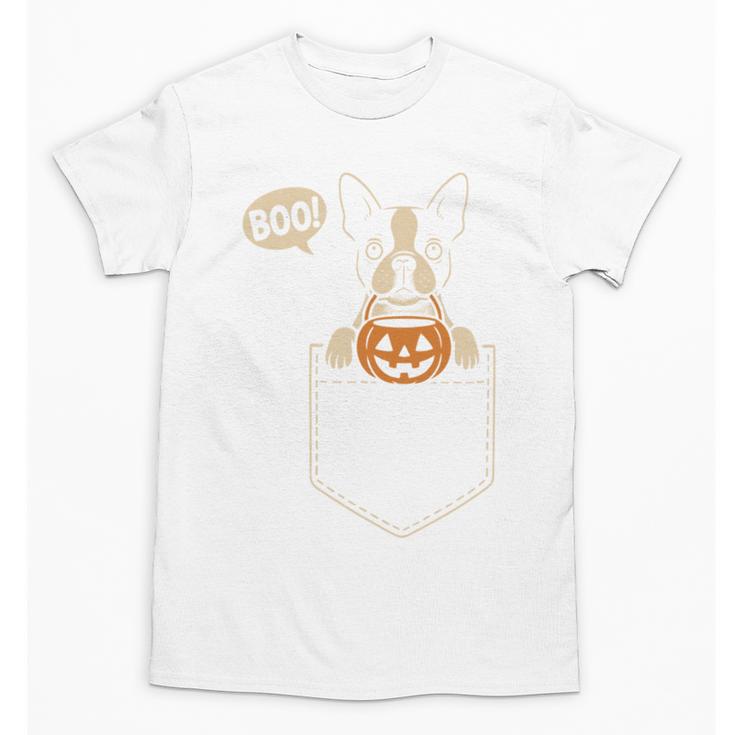 Boston Terrier Halloween Cute Bostie Dog Pocket Boo Unisex T-Shirt