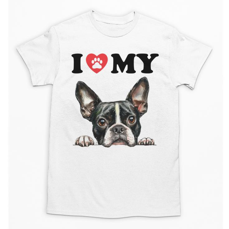 Boston Terrier I Heart My Dog Dog Lover Unisex T-Shirt