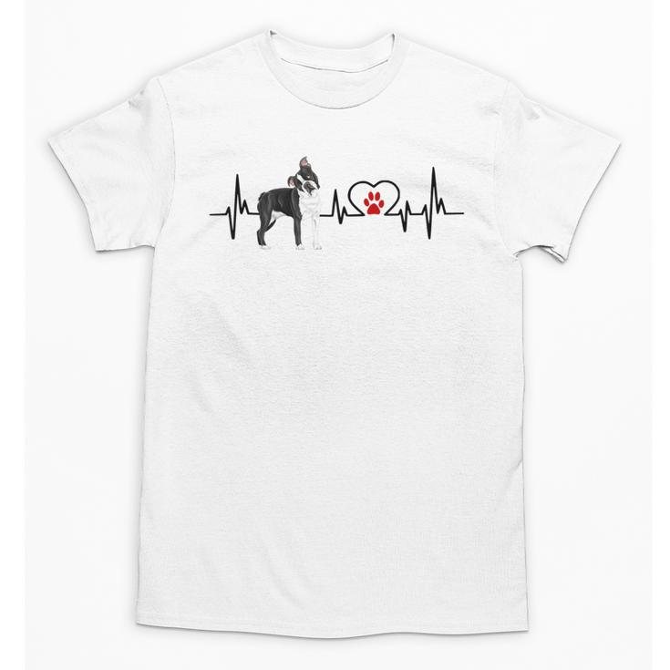 Boston Terrier Heartbeat Heart Line Unisex T-Shirt
