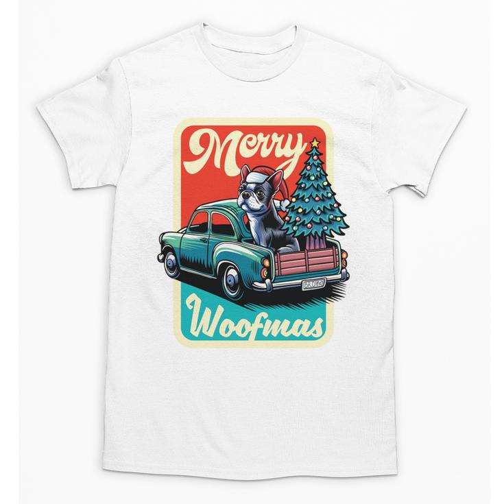 Boston Terrier Merry Christmas Tree Truck Santa Dog X-Mas Unisex T-Shirt