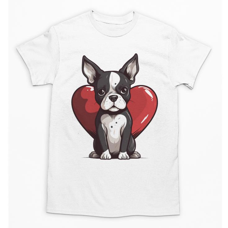 Boston Terrier Mom Dad Bostie Dog Lover Valentines Day Unisex T-Shirt