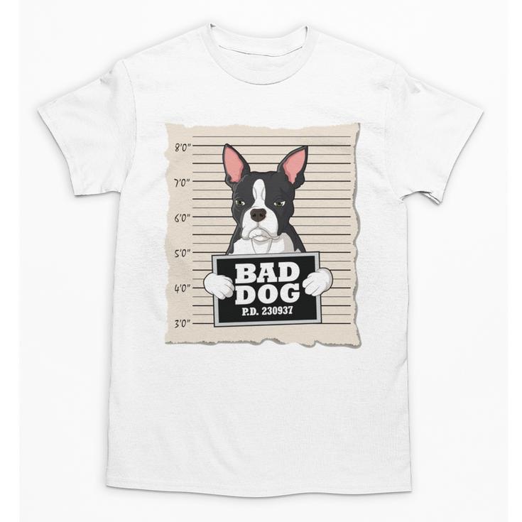 Boston Terrier Mug Shot Guilty Dog Unisex T-Shirt