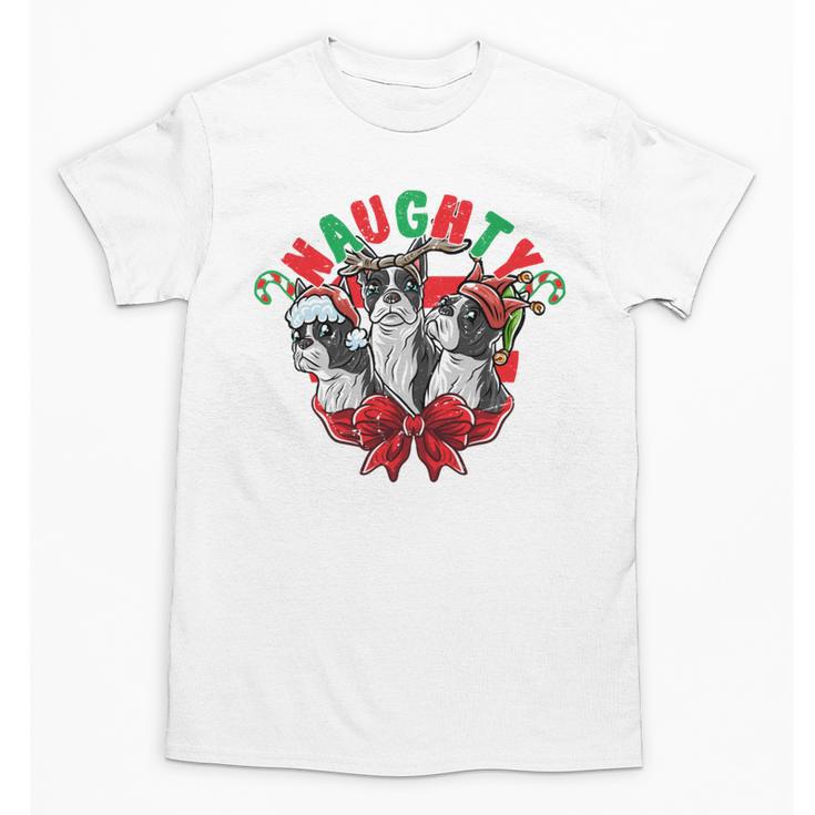 Boston Terrier Santa Claus Elf Reindeer Christmas Dog X-Mas Unisex T-Shirt