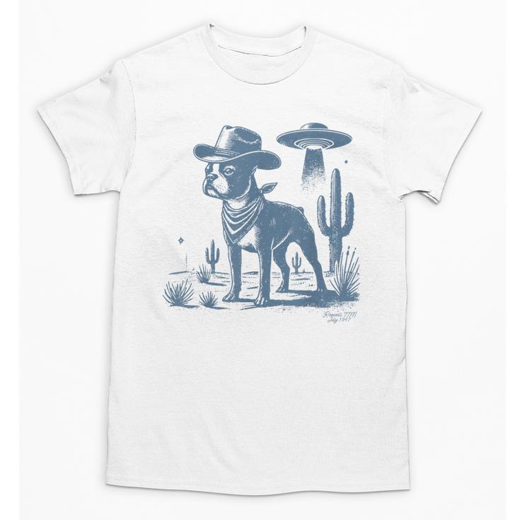 Boston Terrier UFO Cowboy Dog Dog Mom Dog Dad Alien Dog Unisex T-Shirt
