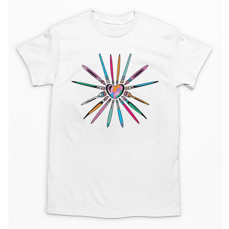 Cool Brush Heart Shape Art Teacher Paint For Artist Painter Unisex T-Shirt