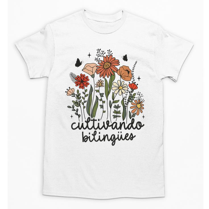 Cultivando Bilingues Dual Language Crew Bilingual Teacher Men Women Girls Kids Unisex T-Shirt