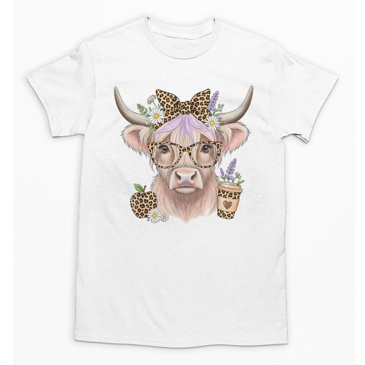 Cute Floral Highland Cow Back To School For Women Teacher Unisex T-Shirt