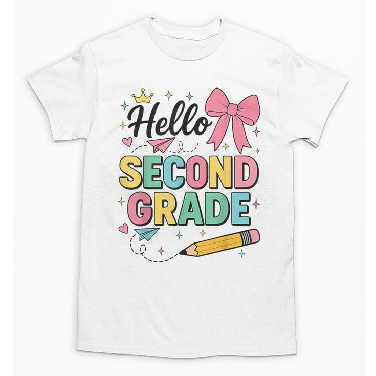 Cute Hello Second Grade Back To School Coquette Teacher Girl Unisex T-Shirt