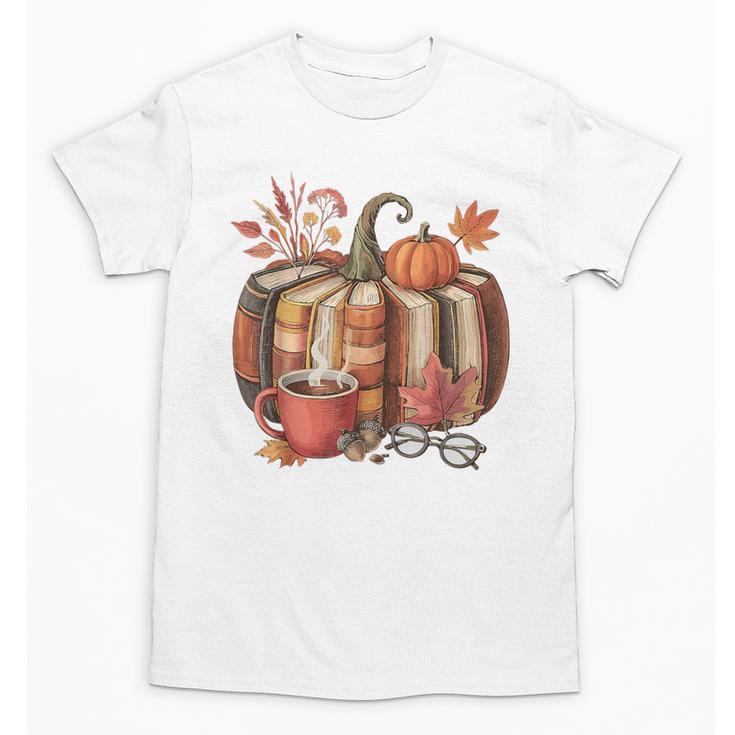 Fall Book Pumpkin Retro Reading Halloween Teacher Unisex T-Shirt