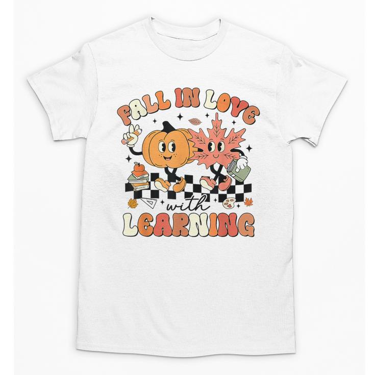 Fall In Love With Learning Teacher Retro Thanksgiving Unisex T-Shirt