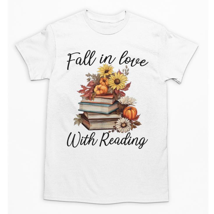 Fall In Love With Reading Book Autumn Teachers Pumpkins Unisex T-Shirt