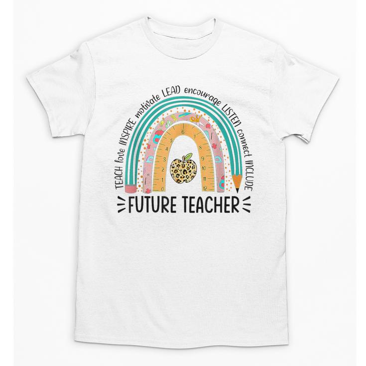 Future Teacher Cute Rainbow Leopard Teacher Outfit For Men Women Girls Kids Unisex T-Shirt
