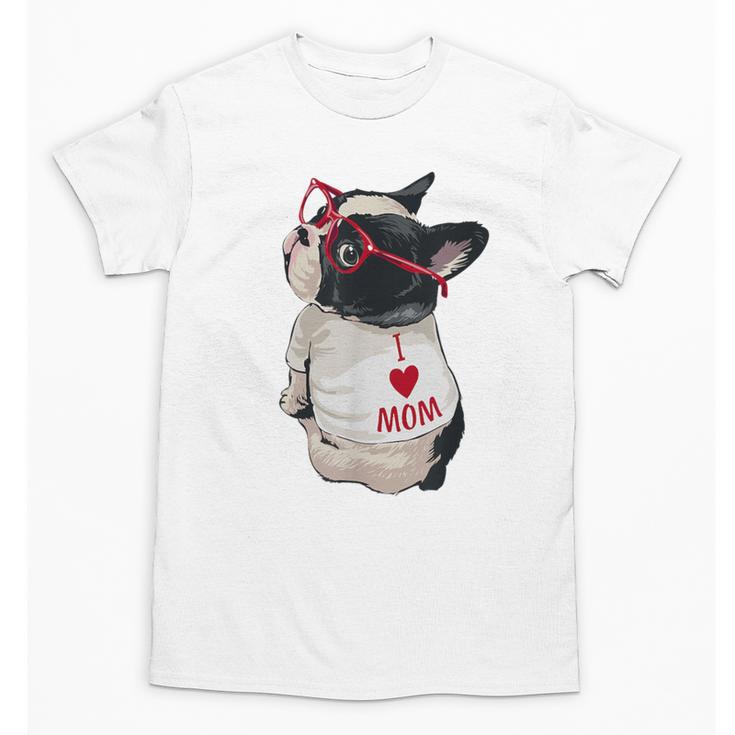 Girls I Heart Mom Love Mama Boston Terrier Dog Lover Unisex T-Shirt