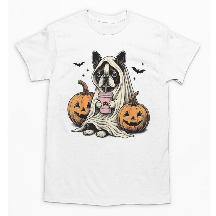 Halloween Boston Terrier Ghost Unisex T-Shirt