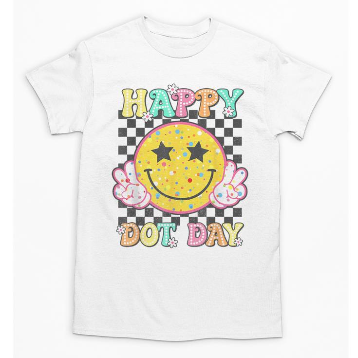Happy Dot Day Hippie Flowers Smile Face Groovy Teacher Kids Unisex T-Shirt