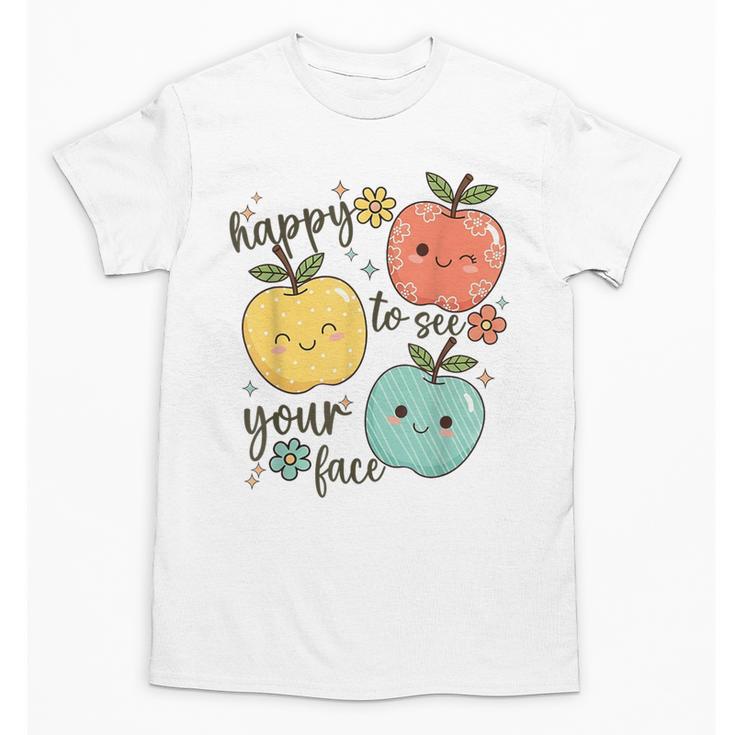 Happy To See Your Face Teacher Apple Unisex T-Shirt