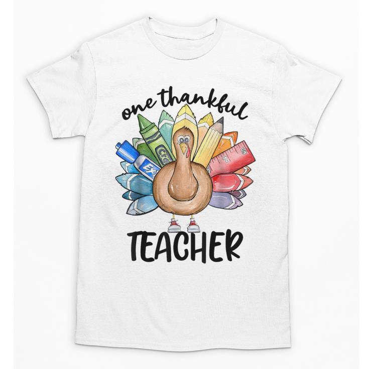 One Thankful Teacher Turkey Pencil Thanksgiving Teachers Unisex T-Shirt