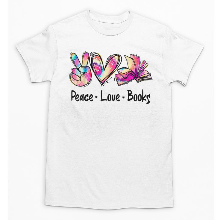 Peace Love Books Librarian Teacher Life Book Library Tie Dye Unisex T-Shirt