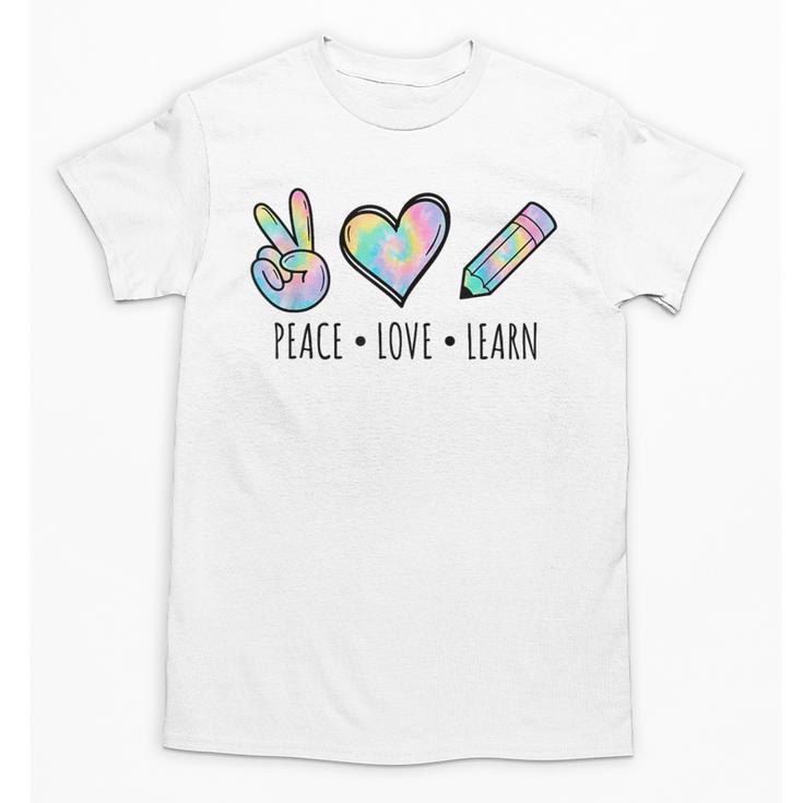Peace Love Learn Tie Dye Teacher Kids 100th Days Of School Unisex T-Shirt