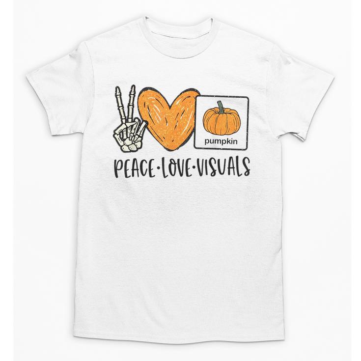 Peace Love Visuals Sped Teacher Pumpkin Skeleton Halloween Unisex T-Shirt