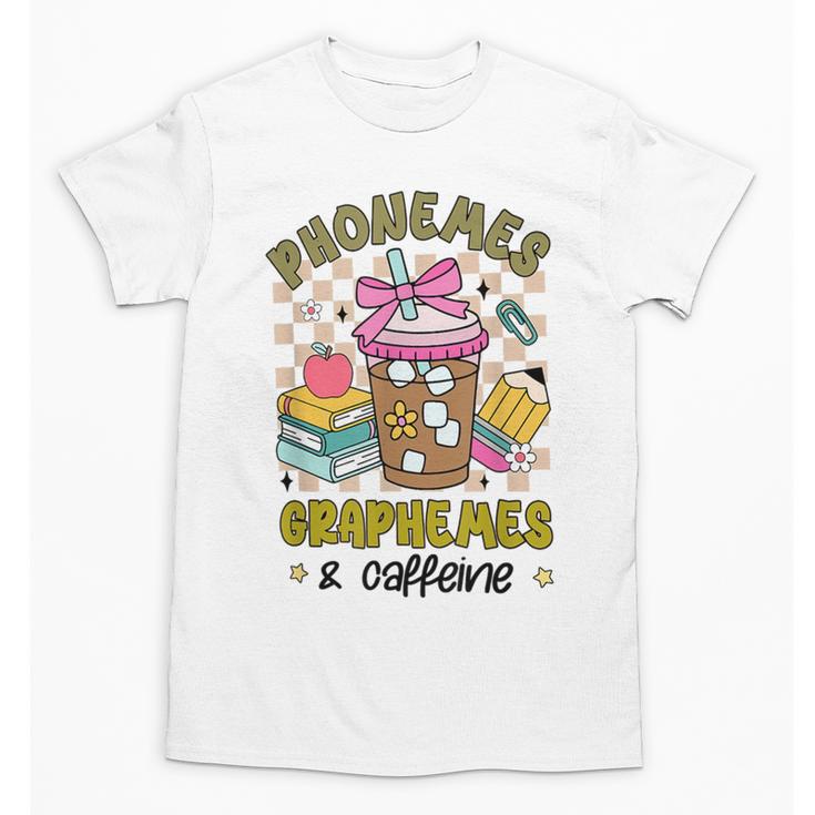 Phonemes Graphemes Caffeine Back To School Reading Teacher Unisex T-Shirt