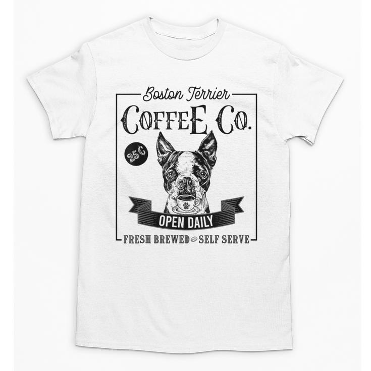 Retro Boston Terrier Coffee Dog Mom Coffee Lover Unisex T-Shirt