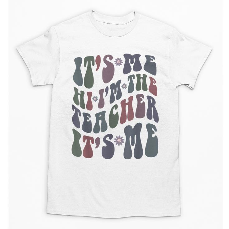 Retro IT'S ME Hi I'm The TEACHER Groovy Testing Squad Pink Unisex T-Shirt