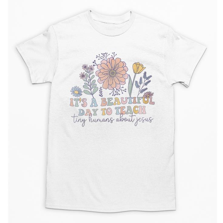 Retro I Teach Tiny Humans About Jesus Christian Teacher Unisex T-Shirt