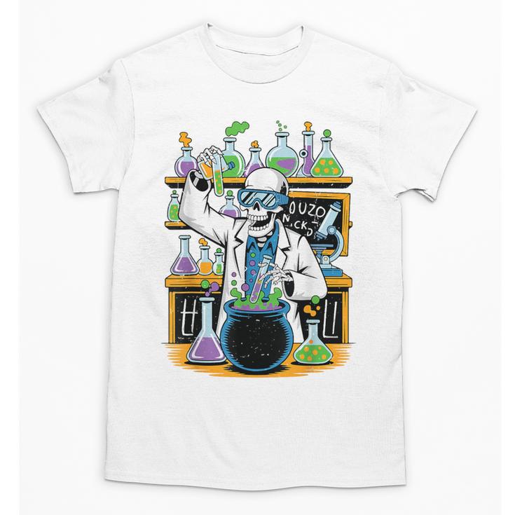 Skeleton Mad Scientist Halloween Costume Science Teacher Unisex T-Shirt