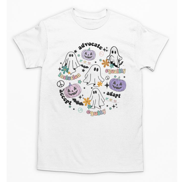 Special Education Teacher Halloween Pumpkin Ghost Inclusion Unisex T-Shirt