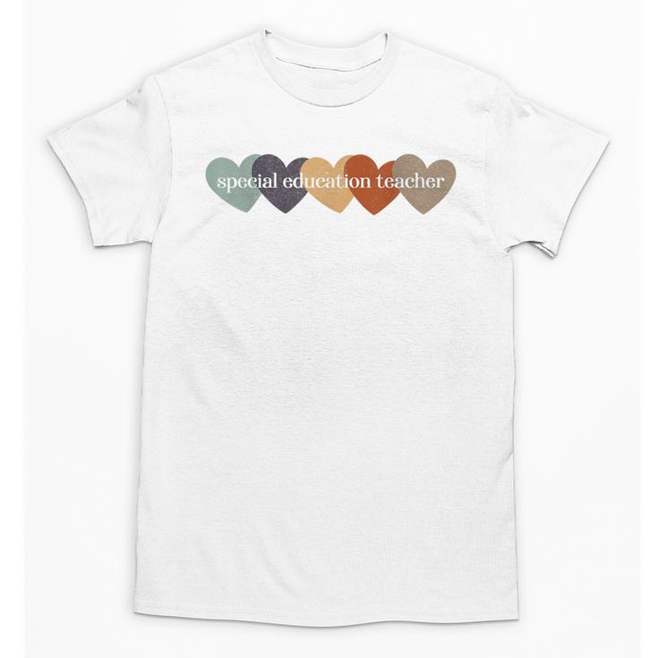 Special Education Teacher Heart Back To School Teach Rainbow Men Women Girls Kids Unisex T-Shirt