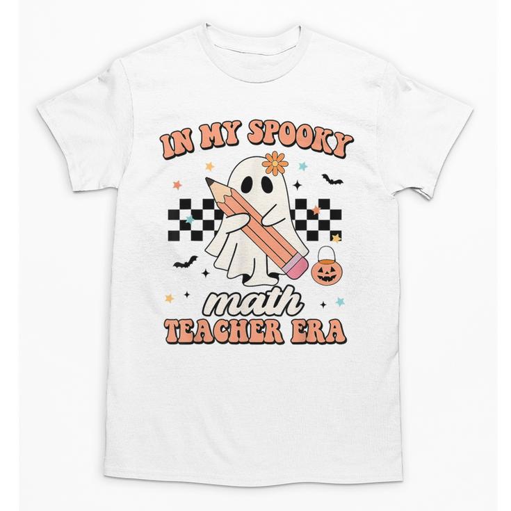 In My Spooky Math Teacher Era Groovy Retro Halloween Costume For Men Women Unisex T-Shirt